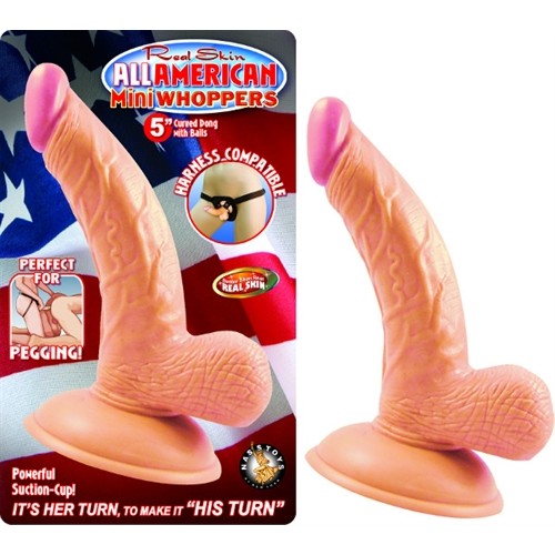 All American Mini Whoppers 5-Inch Curved Dong With Balls-Flesh All American Mini Whoppers 5-Inch Curved Dong With Balls-Flesh