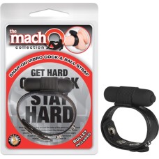 The Macho Collection Snap-on Vibro Cock and Ball Strap - Black
