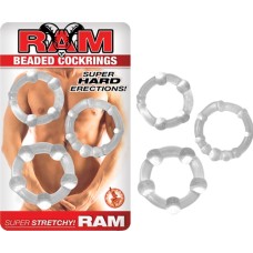 Ram Beaded Cockrings - Clear Ram Beaded Cockrings - Clear