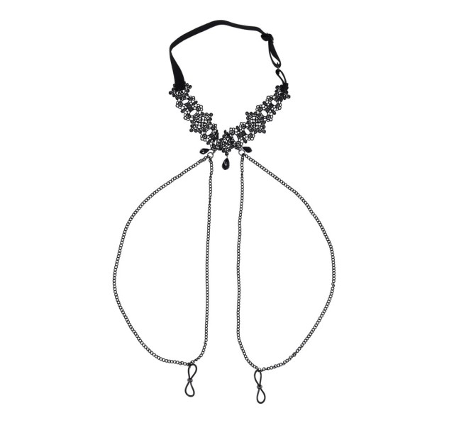 Lace Collar With Nipple Ties