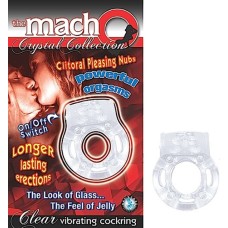 The Macho Crystal Collection Vibrating Cock Ring- Clear